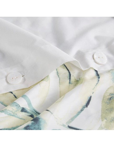 100% Cotton Duvet Cover, Coastal, Beach Cottage Design, All Season, Breathable Comforter Cover Tropical Bedding, Matching Shams, Lorelai Monstera Leaf Green Full/Queen (90"x90") 5 Piece