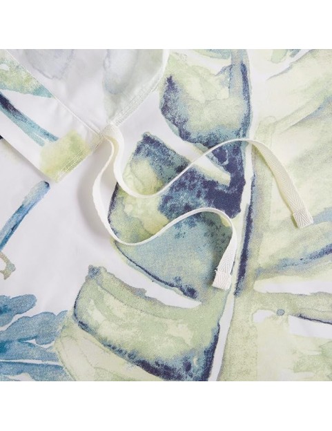 100% Cotton Duvet Cover, Coastal, Beach Cottage Design, All Season, Breathable Comforter Cover Tropical Bedding, Matching Shams, Lorelai Monstera Leaf Green Full/Queen (90"x90") 5 Piece