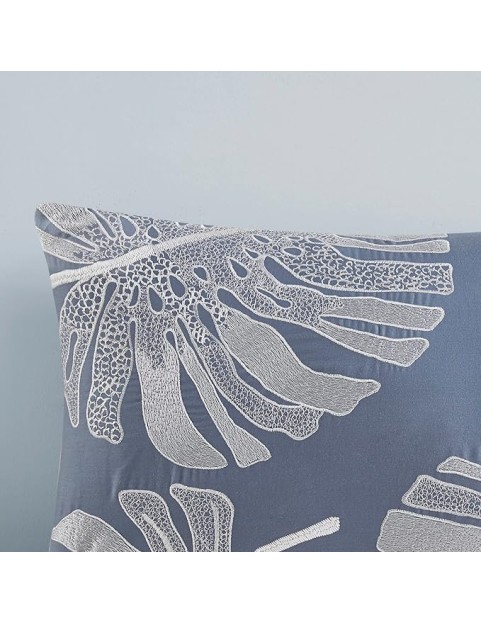 100% Cotton Duvet Cover, Coastal, Beach Cottage Design, All Season, Breathable Comforter Cover Tropical Bedding, Matching Shams, Lorelai Monstera Leaf Green Full/Queen (90"x90") 5 Piece