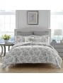 Home - King Comforter Set, Reversible Cotton Bedding, Includes Matching Shams with Bonus Euro Shams &amp; Throw Pillows (Annalise Grey, King)