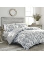 Home - King Comforter Set, Reversible Cotton Bedding, Includes Matching Shams with Bonus Euro Shams &amp; Throw Pillows (Annalise Grey, King)