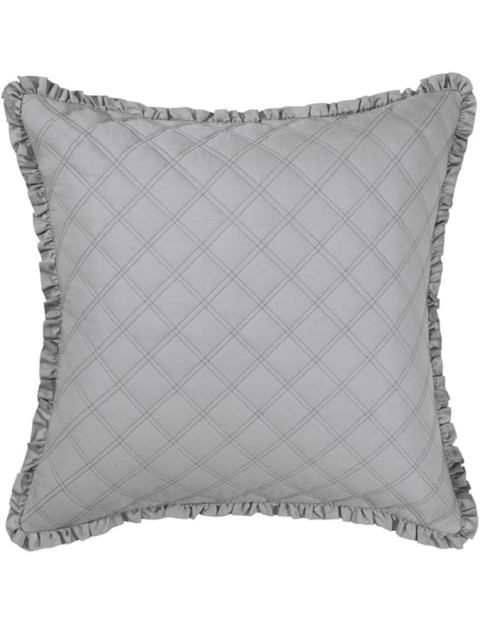 Home - King Comforter Set, Reversible Cotton Bedding, Includes Matching Shams with Bonus Euro Shams &amp; Throw Pillows (Annalise Grey, King)