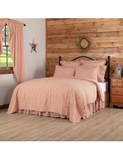 Sawyer Mill Red Tan Quilt Coverlet Cotton Farmhouse Ticking Stripe King Bedspread 105x95 Bedding Accessory