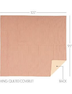 Sawyer Mill Red Tan Quilt Coverlet Cotton Farmhouse Ticking Stripe King Bedspread 105x95 Bedding Accessory