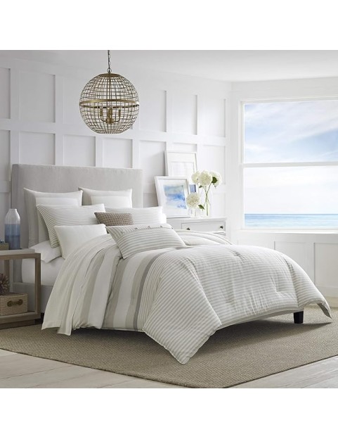 Queen Comforter Set, Cotton Reversible Bedding with Matching Shams, Ideal Home Decor for All Seasons (Saybrook Beige, Queen)