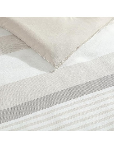 Queen Comforter Set, Cotton Reversible Bedding with Matching Shams, Ideal Home Decor for All Seasons (Saybrook Beige, Queen)