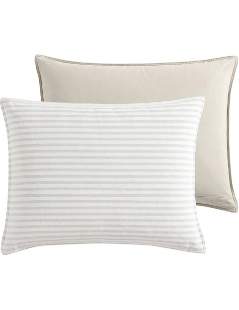 Queen Comforter Set, Cotton Reversible Bedding with Matching Shams, Ideal Home Decor for All Seasons (Saybrook Beige, Queen)