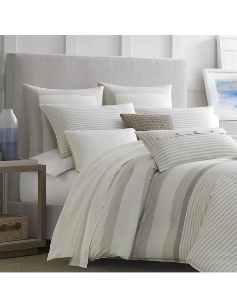 Queen Comforter Set, Cotton Reversible Bedding with Matching Shams, Ideal Home Decor for All Seasons (Saybrook Beige, Queen)