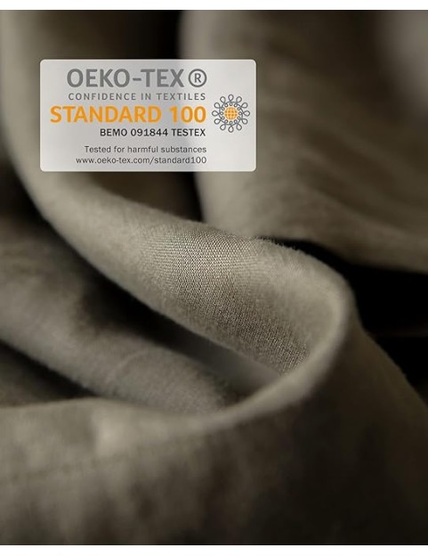 Olive Green Linen Sheets Queen Size, 100% Washed French Flax Organic Linen Sheets, Breathable and Cooling Sheets for Hot Sleepers Queen Bed Sheets(1 Flat Sheet, 1 Fitted Sheet, 2 Pillowcases)