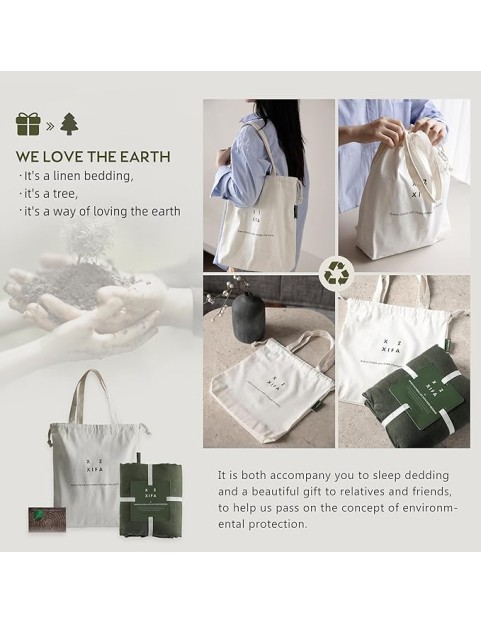 Olive Green Linen Sheets Queen Size, 100% Washed French Flax Organic Linen Sheets, Breathable and Cooling Sheets for Hot Sleepers Queen Bed Sheets(1 Flat Sheet, 1 Fitted Sheet, 2 Pillowcases)