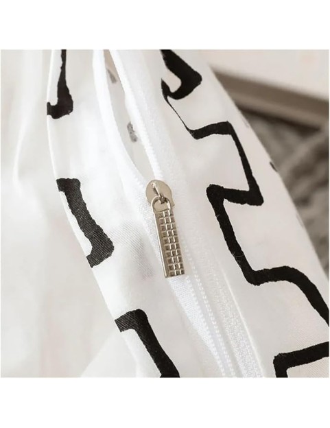 Bed, 3 Piece Black and White Striped Comforter Set Bedding Breathable Soft Brushed Comforter Geometric Pattern Lightweight