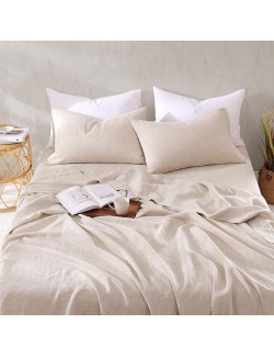 Linen Sheets King Size, 100% Organic French Linen Bed Sheets, 4Pcs Soft Breathable and Durable for All Season Bedding Sheets Set, Linen