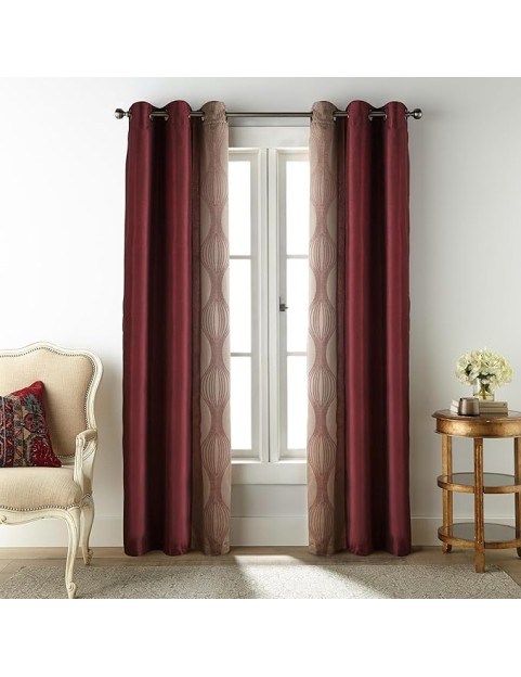 Elegant Wine Gold Comforter Set Califirnia King Size, Striped,15 Piece Room-in-A-Bag, Jacquard Bedding Set, All Season, Matching Decorative Pillows, Pillow Sham, Curtains