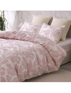 Cotton Clipped Jacquard Comforter Set 5 Pieces, Queen Size, Shabby Chic Home Bedding Set, Pink