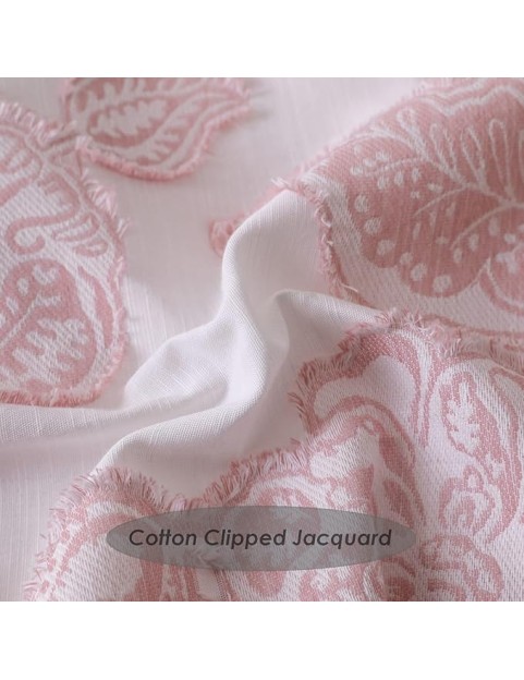 Cotton Clipped Jacquard Comforter Set 5 Pieces, Queen Size, Shabby Chic Home Bedding Set, Pink