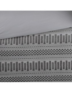 Stylish and Cozy Cotton Comforter Mini Set for Bedroom, Grey and Black Stripes, Full/Queen Size