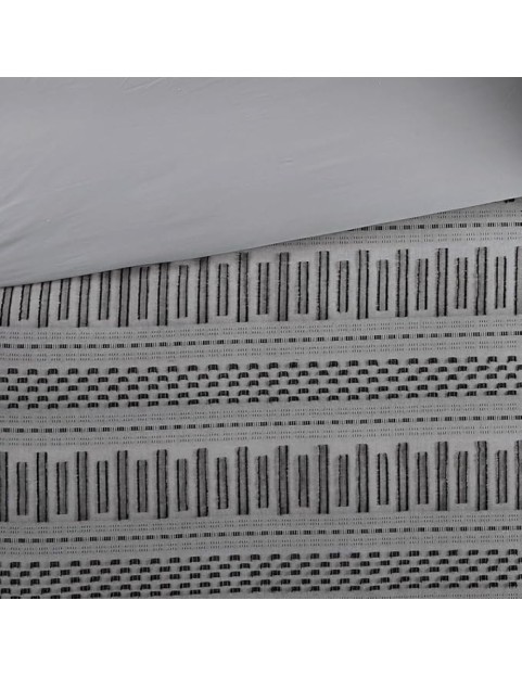 Stylish and Cozy Cotton Comforter Mini Set for Bedroom, Grey and Black Stripes, Full/Queen Size