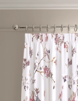 Sateen Cherry Blossom Pencil Pleat Blackout Curtains