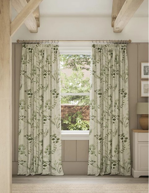 Pure Cotton Watercolour Pencil Pleat Curtains
