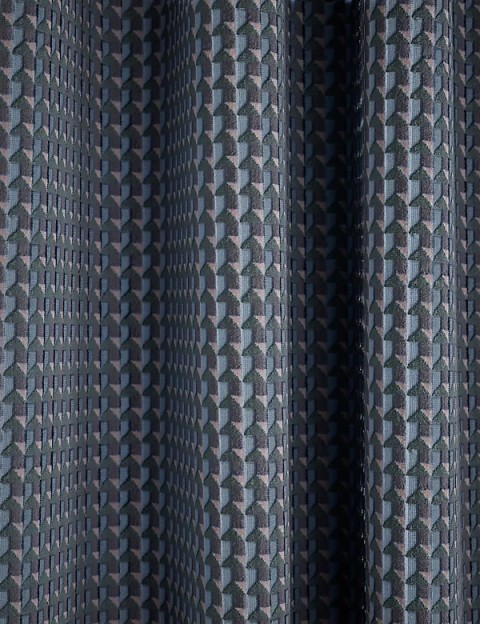 Velvet Geometric Eyelet Curtains